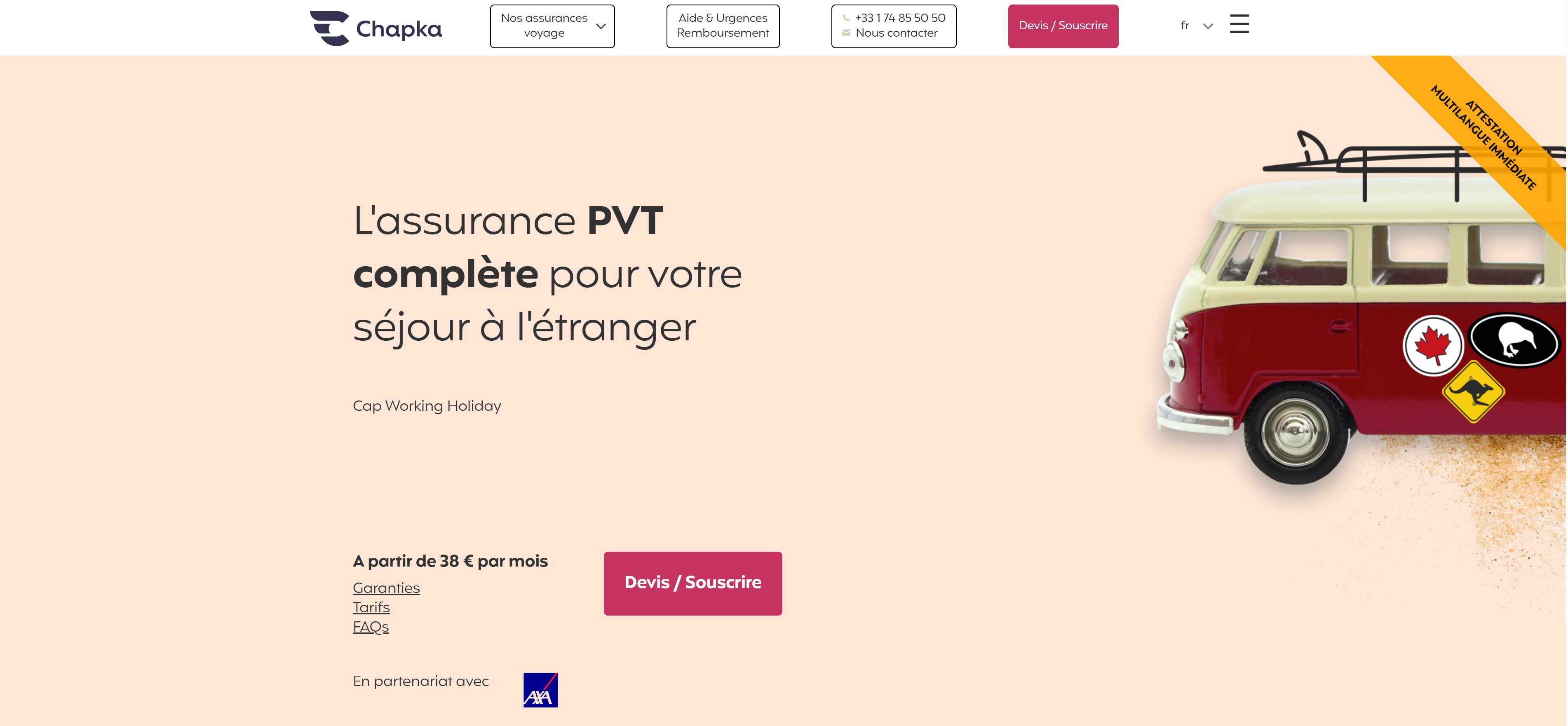 Chapka Cap Working Holiday - Assurance PVT complète pour séjour à l'étranger