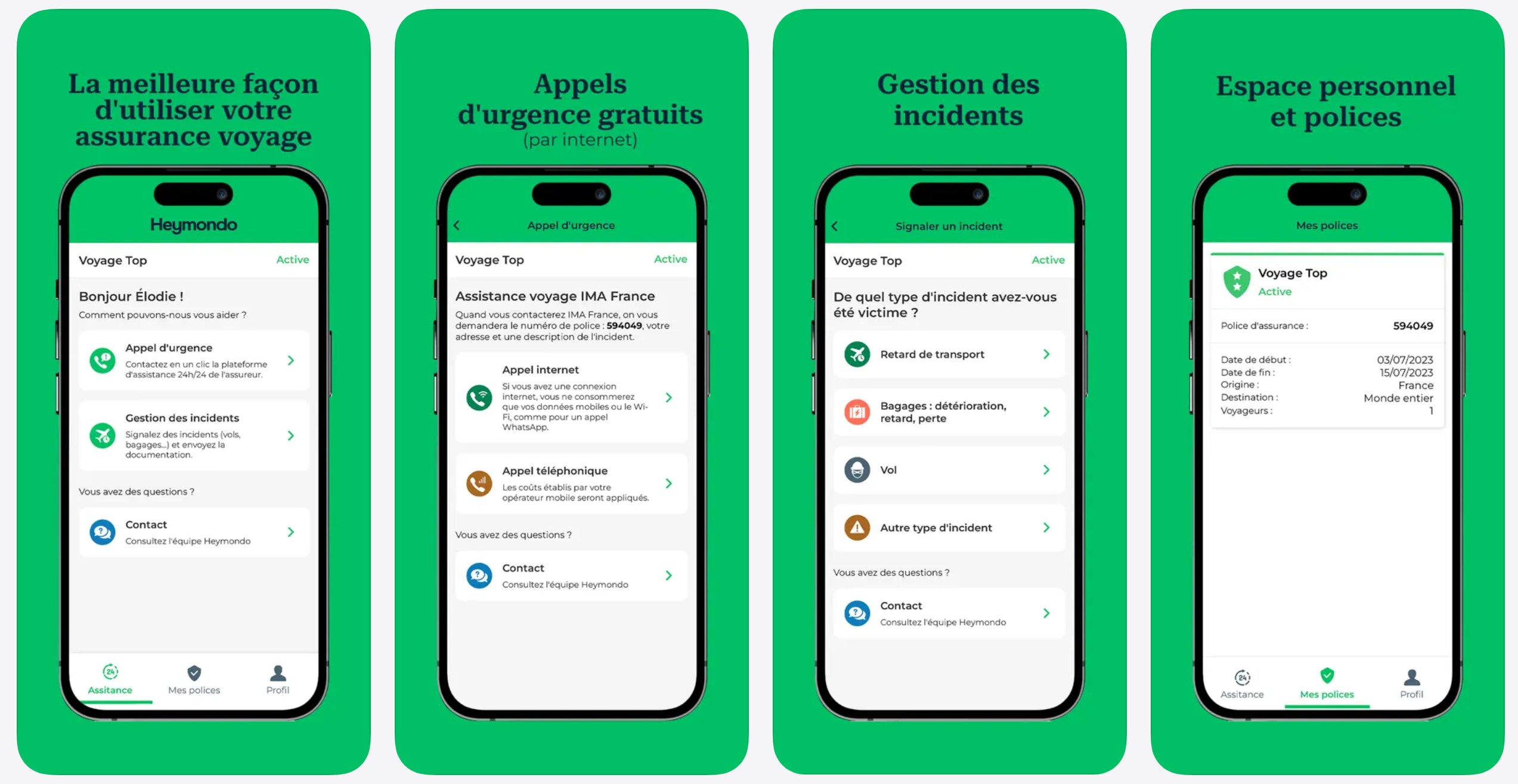 Heymondo application mobile iOS Android interface chat médical